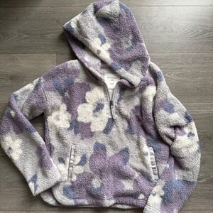 Abercrombie Kids Fleece Quarter‎ Zip Hoodie Purple White Blue Size 13/14